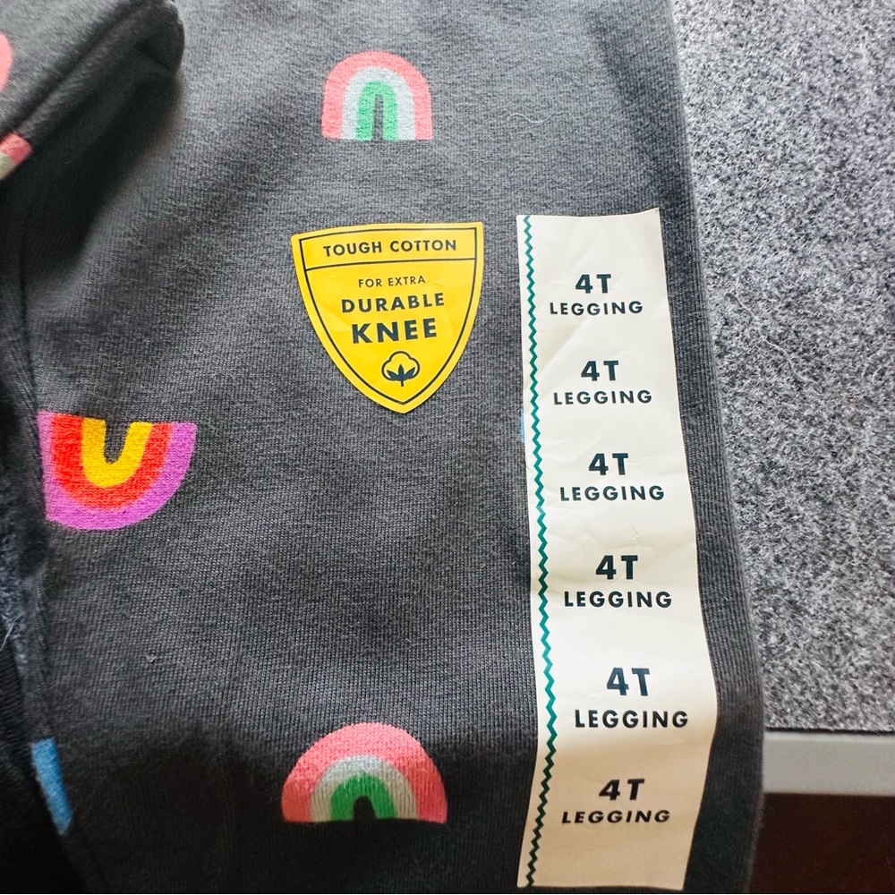 🍏 Cat & Jack Charcoal Colorful Rainbow Print Kids Leggings – NWT – 4/$20 🍏 - Picture 4 of 5
